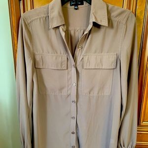 Taupe button down blouse